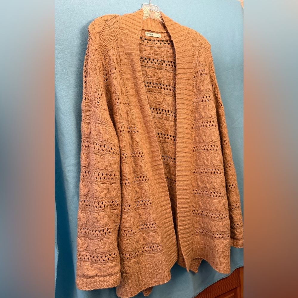 Cozy Tan Knit Cardigan Sweater